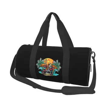 Спортивная сумка в готическом стиле с черепом, крутая спортивная сумка большой емкости, модная гавайская пара, сумка для выходных, новинка, тренировочная сумка для фитнеса