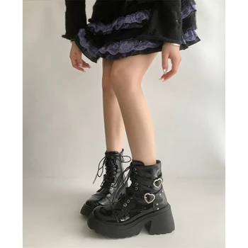 Женские ботинки, Осенне-зимняя обувь, Женская обувь на шнуровке С круглым носком, Женские ботинки в стиле 