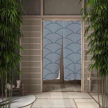 Японская дверная занавеска с принтом Kanagawa Waves Перегородка Кухонный дверной проем Декор ресторана Noren Моющаяся полупрозрачная занавеска