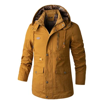 Осенне-зимние мужские куртки-ветровки с капюшоном Средней и длинной длины, куртка-карго, парка, уличное ветрозащитное пальто большого размера 5XL