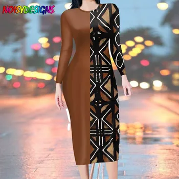 NOISYDESIGNS Весенне-летнее женское платье с длинным рукавом в стиле ретро, Анкара, Африканские принты, Элегантное праздничное длинное платье Леди