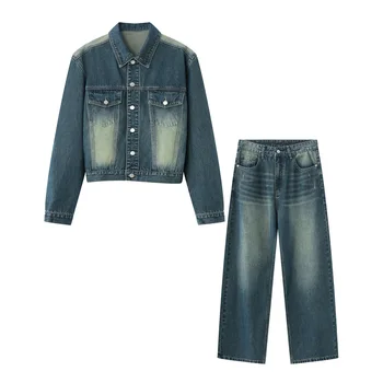 Мужские джинсовые куртки, костюм-двойка, уличная одежда, Винтажный комплект одежды 2023, Новый дизайн, высокое качество, мода