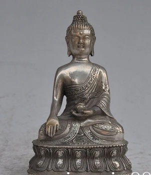 украшение Тибет медь серебро Китайский Тибет Тибетский буддизм Серебряная Бронзовая статуя Будды Медицины Шакьямуни