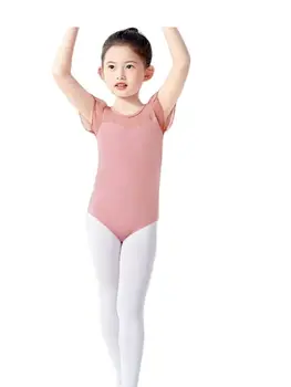 1 шт./лот, милый стиль, детское хлопковое балетное танцевальное трико с бабочкой, балетные танцевальные костюмы для девочек с коротким рукавом