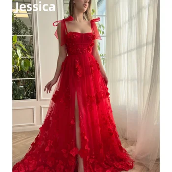Платья для выпускного вечера Jessica Sweet Red с 3D наклейками ручной работы, Вечернее платье невесты, Свадебное платье принцессы, Вечернее Платье2024