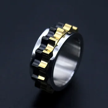 Новые поступления, кольца из нержавеющей стали, мужские ювелирные изделия Шириной 4 мм, золотого, серебряного цвета, вращающееся винтажное кольцо для женщин и мужчин