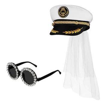 MXMB Captain с вуалью для взрослой леди, Солнцезащитные очки для новобрачных, одежда для танцев, Балы-маскарады, Аксессуары