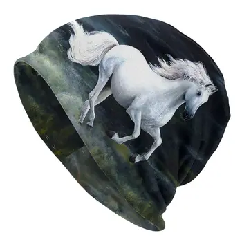 Картины Белая лошадь Скачет, Лошадь быстро бежит, Шляпа, Пуловер, Детские Тонкие Теплые мужские кепки из полиэстера
