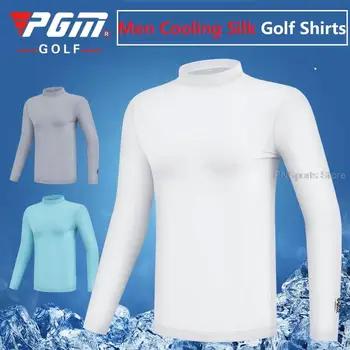 Мужская солнцезащитная рубашка для гольфа PGM, нижнее белье с длинным рукавом, летние футболки с защитой от солнца и ультрафиолета, шелк льда, охлаждающая одежда для гольфа для мужчин