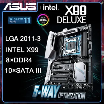 Материнская плата X99 ASUS X99-DELUXE Motherboard DDR4 64GB LGA 2011-3 USB3.0 PCI-E 3.0 M.2 SATA III PCI-E 3.0 с поддержкой Intel Xeon E5