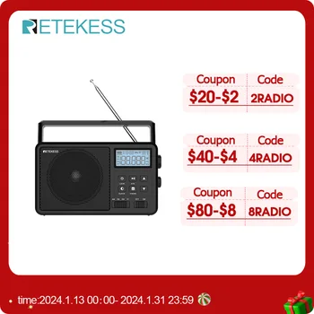 Retekess TR638 Радио Портативное AM FM SW На Всех Волнах Радио Bluetooth Совместимое Коротковолновое Радио Будильник на батарейках TF Карта