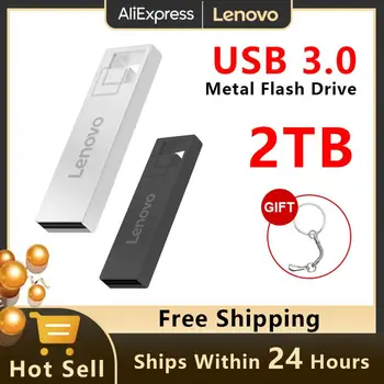 Lenovo Mini USB Flash Drive 2 ТБ Высокоскоростной Флеш-накопитель емкостью 1 ТБ 128 ГБ 256 ГБ 512 ГБ USB-Памяти Для Windows 11 10 9 8 с Подарочным брелоком для ключей
