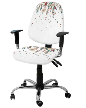 Растения, цветы, Белое эластичное кресло, чехол для компьютерного кресла, Эластичный Съемный чехол для офисного кресла, Разрезные чехлы для сидений
