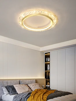 Светильник для спальни, простая современная атмосфера, светодиодный светильник для комнаты, минималистичный Кремовый стиль, креативный Полый круглый потолочный светильник для столовой