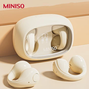Оригинальный зажим для ушей MINISO A02 Bluetooth-наушники со светодиодным цифровым дисплеем, наушники с сенсорным управлением, Беспроводная спортивная гарнитура 2023 Новинка