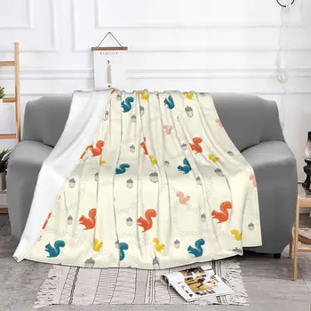 Красочные радостные забавные одеяла с белками Фланелевые всесезонные портативные Супер Теплые покрывала для дивана Дорожные постельные принадлежности