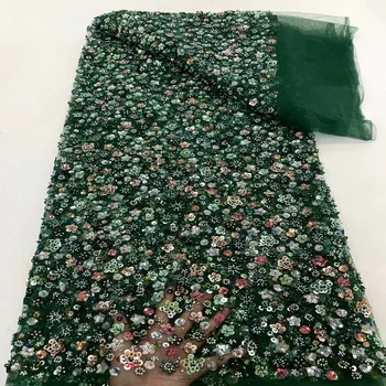 Кружевная ткань ручной работы с вышивкой, французское кружево, роскошная Нигерийская сетчатая кружевная ткань для вечеринки ML8705