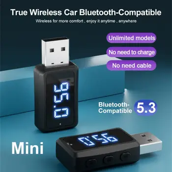 FM02 Bluetooth-совместимый Автомобильный Адаптер 5.3 Аудиопередатчик Приемник 2-в-2 USB Стерео Музыкальный Адаптер Для ПК ТВ Наушники Автомобильные