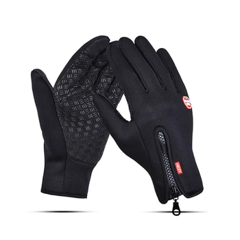 Спортивные перчатки Осень-зима Для мужчин и женщин, мотоциклетные флисовые перчатки на молнии с сенсорным экраном, теплые водонепроницаемые велосипедные ветрозащитные нескользящие перчатки
