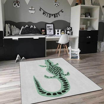 Прикроватные коврики для детской спальни, Мультяшный ковер с крупным рисунком крокодила в зеленую черную точку, игровая палатка для детской комнаты, нескользящий коврик для пола