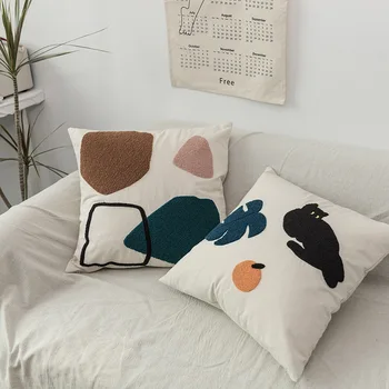 Домашний простой геометрический бросок Прекрасное хлопчатобумажное полотенце вышитая подушка скандинавская декоративная подушка чехол для диванной подушки