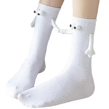 Магнитные носки, пара носков, держащихся за руки, Забавные носки с глазами, Магнитная присоска, 3D кукла в средней трубке, Милые носки, Романтические подарки для