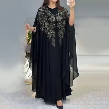 Абайи Для Женщин Дубай Люкс 2024 Шифон из 2 Частей Мусульманское Модное Платье Кафтан Marocain Свадебная Вечеринка Djellaba Femme