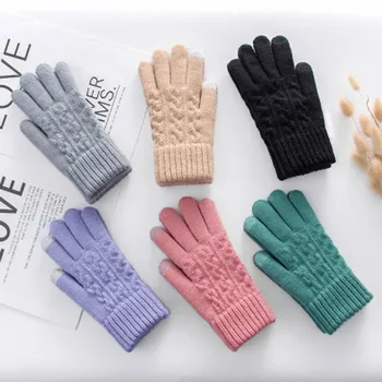 Женские многофункциональные перчатки для верховой езды, милые зимние перчатки, мягкие теплые рукавицы, утолщающие теплые перчатки  Теплый бег на открытом воздухе Катание на лыжах