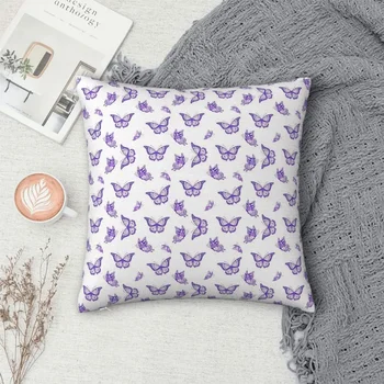 Фиолетовая наволочка с принтом бабочки, чехол для подушек из полиэстера, удобная подушка, декоративная подушка для дивана, используемая для дома