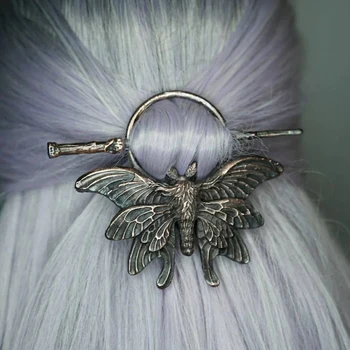 Палочка для волос в виде мотылька-викинга, ретро-готическая заколка для волос с бабочкой, задняя головная пластина, аксессуары для волос