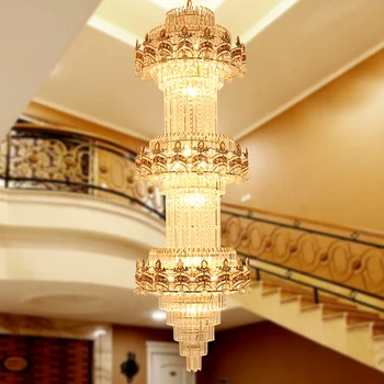 Роскошная круглая Привлекательная Большая Люстра, Антикварная хрустальная лампа, внутренняя гостиная, отель, современная подвесная люстра