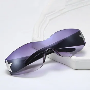 Солнцезащитные очки в стиле ретро для женщин, модные солнцезащитные очки с защитой от солнца, модные бескаркасные солнцезащитные очки UV400