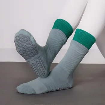 Носки для йоги, Хлопчатобумажное полотенце, Силиконовые Нескользящие женские носки для пилатеса, высококачественные носки для экипажа, для занятий пилатесом