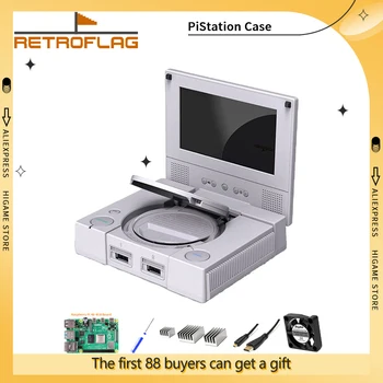 ЖК-дисплей в футляре RETROFLAG PiStation с охлаждающим вентилятором и радиаторами для платы Raspberry Pi 4B - В наличии