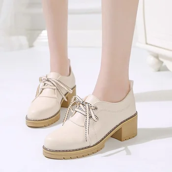 2022 г. Новые студенческие кожаные туфли в британском стиле с круглым носком, на шнуровке, с бантиком, женская удобная короткая швейная противоскользящая обувь