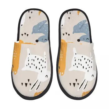 Пушистые тапочки для скандинавских собак, Плюшевые тапочки с открытым носком из пеноматериала, Зимняя домашняя обувь