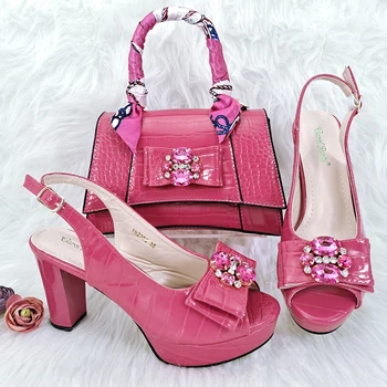 Комплект женской обуви и сумок Doershow Высокого качества В Африканском стиле, Новейший Комплект Итальянской обуви и сумок цвета фуксии Для вечеринки HFG1-27