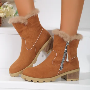 Женские ботинки на плоской подошве, ботинки на молнии, женская зимняя обувь, сабо с круглым носком, Роскошная дизайнерская осенняя обувь на платформе, низкие модные ботильоны 2023 года.