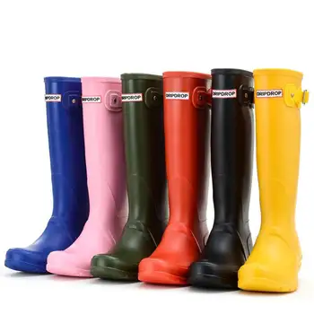 Модные водонепроницаемые и противоскользящие женские непромокаемые ботинки с высокой трубкой, галоши, непромокаемые ботинки, резиновая обувь