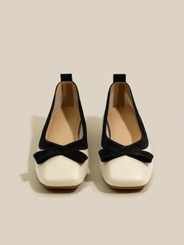 Женская летняя обувь, женские туфли с квадратным носком 2023 года с бантом, белые Элегантные мокасины на низком каблуке, Платье с бесплатной доставкой, 39 E
