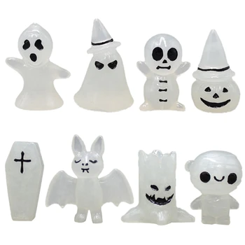 4 шт. светящиеся миниатюрные фигурки на Хэллоуин, мини-фигурки в виде тыкв на Хэллоуин 594C