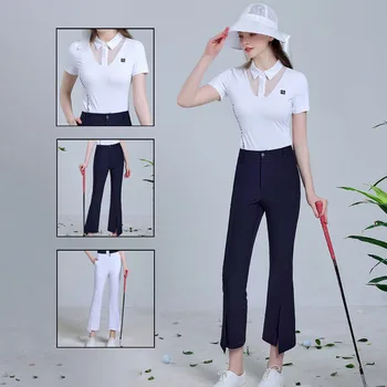 Женские кружевные топы для гольфа G-life, летние тренировочные рубашки с буквенным принтом, женские узкие укороченные брюки для гольфа, спортивные брюки с разрезом