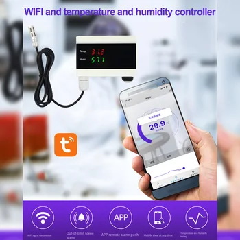 Tuya WiFi Датчик температуры, детектор термометра, датчик влажности, датчик гигрометра, Датчик сигнализации, Контроллер термостата для умного дома