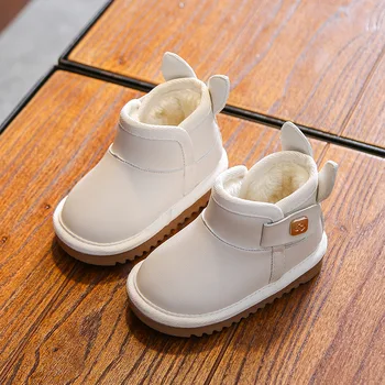 Детские ботинки для девочек от 0 до 4 лет Зимние Слипоны из хлопчатобумажной ткани на плоской подошве, сохраняющие тепло, Мягкая Износостойкая подошва, детская обувь Hw45