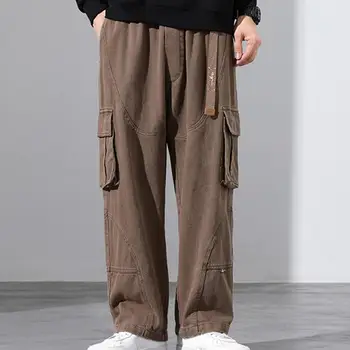 Широкие мужские брюки Уличная одежда Мужские брюки Широкие дышащие брюки с множеством карманов для стильного комфортного образа мужчин