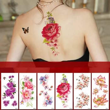 Татуировки с травяным соком, яркой цветочной сексуальной женщины, водонепроницаемой, защищающей от пота груди, руки, спины, одноразовой поддельной татуировки