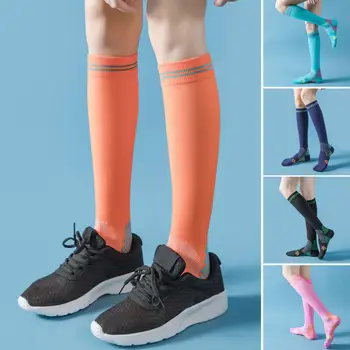 1 пара спортивных носков, нескользящие прочные эластичные хлопковые мужские компрессионные чулки для бега, аксессуары для велоспорта