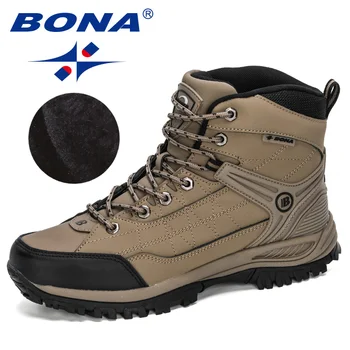 BONA/ Новое поступление, мужская зимняя обувь, рабочие ботинки из экшн-кожи, мужские высокие плюшевые зимние ботинки, мужские противоскользящие башмаки для обуви