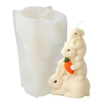 Силиконовая форма для свечей Bunny Изготовление свечей Силиконовая форма с дизайном Bunny Family Изготовление свечей Литье из эпоксидной смолы Поделки своими руками