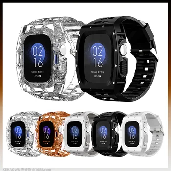 Ремешок + чехол для Apple Watch, комплект для модификации ремешка Ultra 49 мм, прозрачный спортивный браслет + Защитный бампер, прозрачная крышка корпуса iWatch.